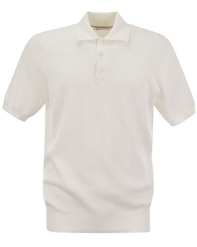 Brunello Cucinelli Ribbed Cotton Polo-Style Jersey - White