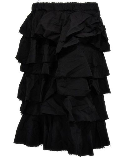 COMME DES GARÇON BLACK Flounced Pleated Skirt - Black