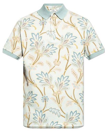 Etro Graphic Printed Short Sleeved Polo Shirt - White