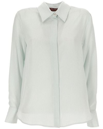 Max Mara Studio Striped Long-sleeved Shirt - White