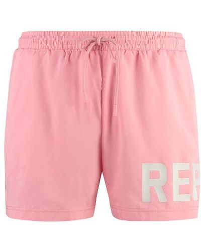 Represent Logo-printed Elastic Waist Swim Shorts - Pink