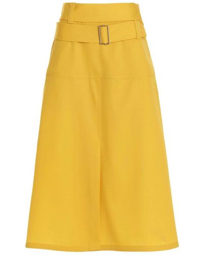 Jil Sander Front Split Midi Skirt - Yellow