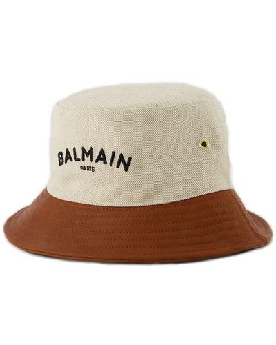 Balmain Cotton Canvas Bucket Hat with Logo
