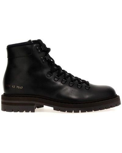 Common Projects Logo Printed Lace-up Hiking Boots - Black