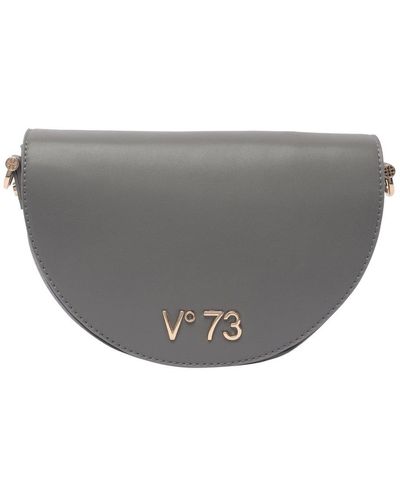 V73 Bamboo Logo-plaque Foldover-top Shoulder Bag - Gray