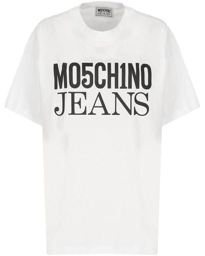 Moschino Jeans Logo Printed Crewneck T-shirt - White