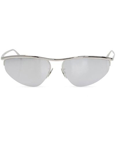Bottega Veneta Line Oval Panthos Sunglasses - White