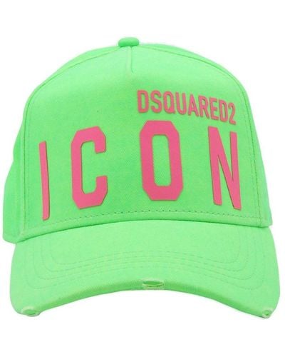 DSquared² Logo-printed Distressed Baseball Cap - Green
