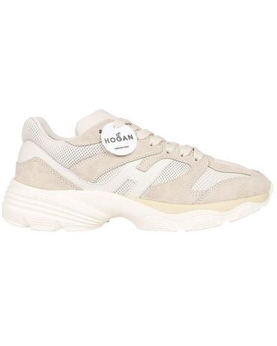 Hogan H665 Panelled Side H Patch Trainers - Natural