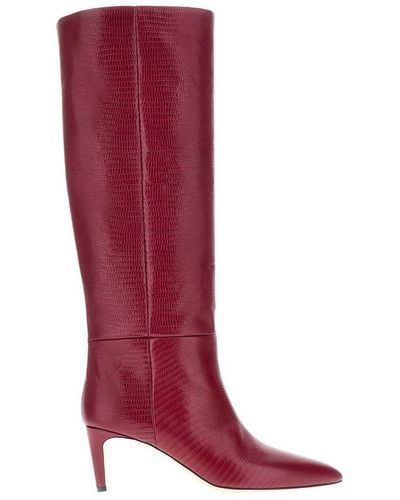 Paris Texas Knee-high Pointed Toe Boots - Red