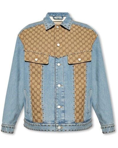 Gucci Denim Jacket With Monogram - Blue