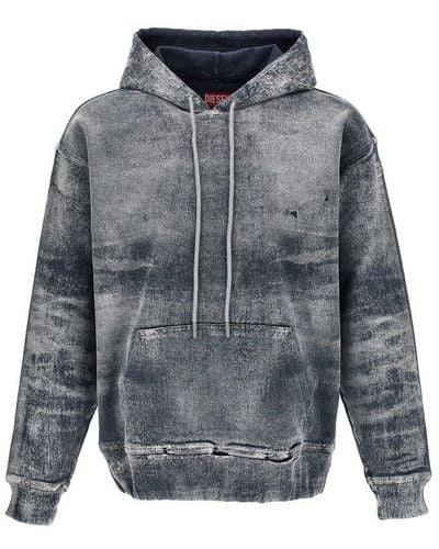 DIESEL Patent Leather Hoodie Sweatshirt - Gray