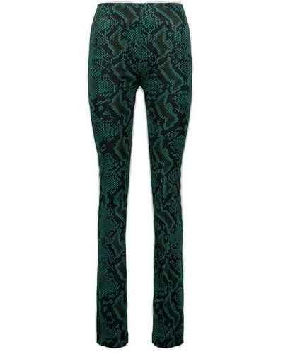 Atlein High Waist Snake Printed Flared Pants - Green