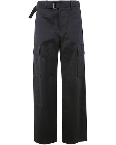 Sacai Wide Leg Belted Trousers - Blue