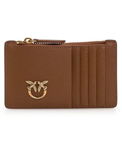 Pinko Card Holder With Logo - Brown