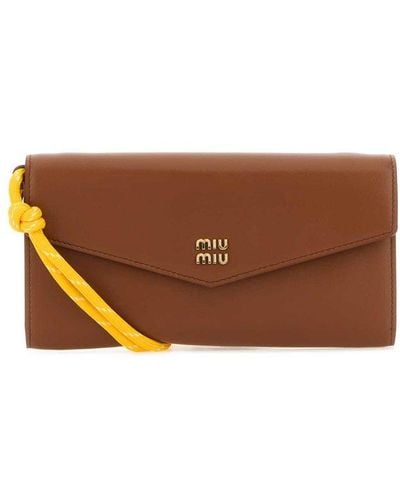 Miu Miu Logo-lettering Wallet - Brown