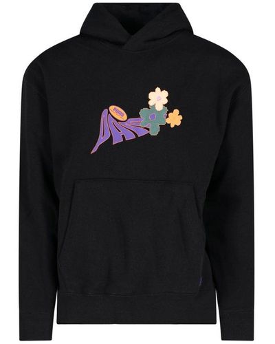 PUMA X P.a.m. Floral Printed Long-sleeved Hoodie - Black