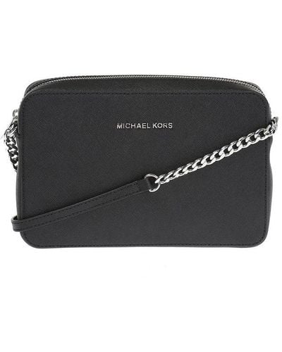 MICHAEL Michael Kors Jet Set Travel Pebbled Leather Crossbody - Black