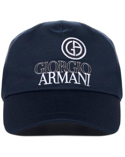 Giorgio Armani Logo Viscose Baseball Cap - Blue