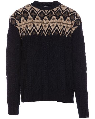 Woolrich Pattern Intarsia Crewneck Sweater - Black