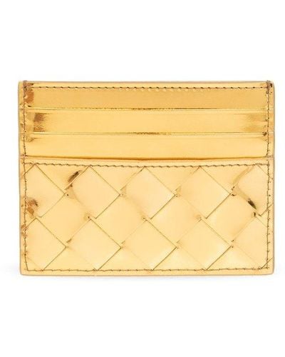 Bottega Veneta Leather Card Case, - Yellow
