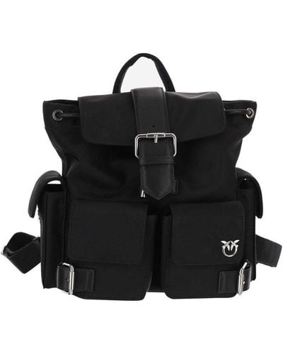 Pinko Technical Fabric Backpack With Logo - Black