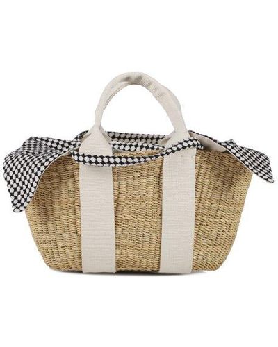 Muuñ Mini George Woven Checked Tote Bag - Metallic