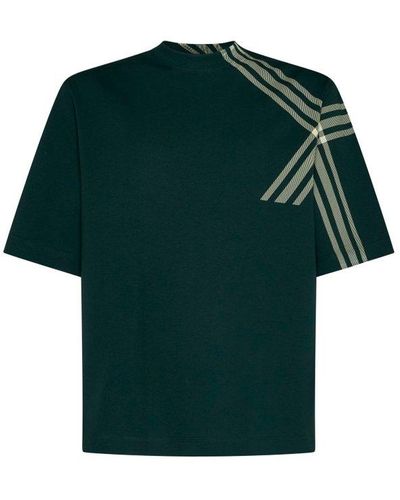 Burberry Checked Crewneck T-shirt - Green