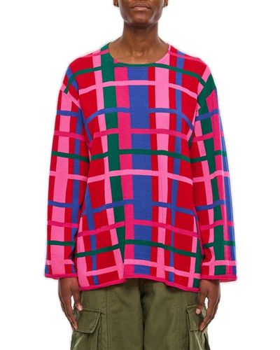Comme des Garçons Check Patterned Sweater - Red
