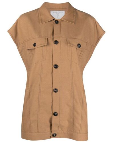 Societe Anonyme Chest-pocket Cap Sleeved Buttoned Gilet - Brown