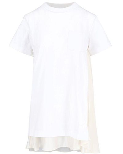 Sacai Mini Dress Tulle Detail - White