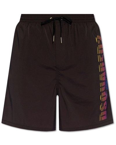 DSquared² Logo Printed Drawstring Swim Shorts - Black