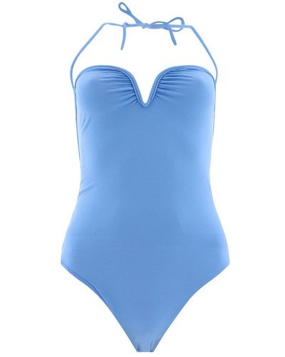 Nanushka Brissa Halterneck One Piece Swimsuit - Blue