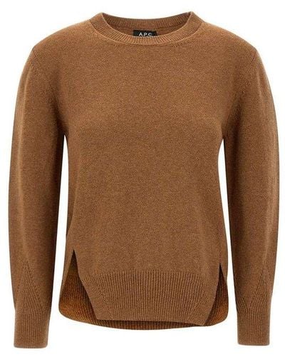 A.P.C. Crewneck Knitted Sweater - Brown