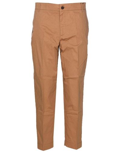 Maison Kitsuné Straight-leg Cropped Tailored Trousers - Brown