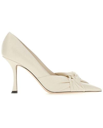 Jimmy Choo Hedera 90 Knot-detailed Pointed-toe Court Shoes - White