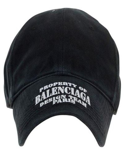 Balenciaga Logo Embroidered Cap - Black