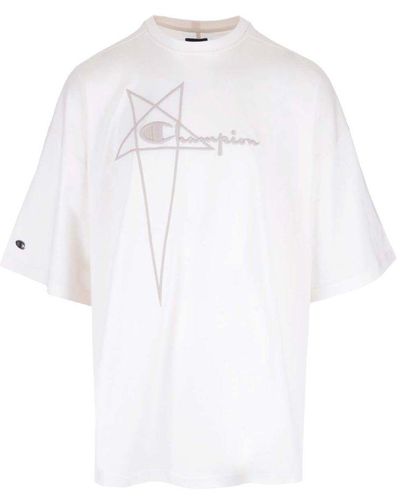 Rick Owens X Champion Logo Embroidered T-shirt - White