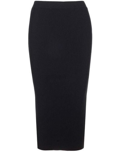 P.A.R.O.S.H. High-waist Knitted Midi Skirt - Black