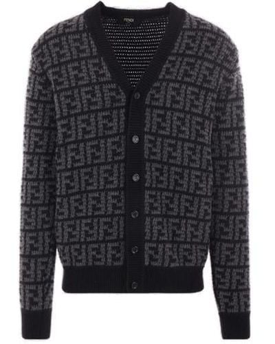 Fendi Monogrammed Button-up Cardigan - Black