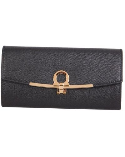 Ferragamo Medium Leather Wallet With Hook - Grey