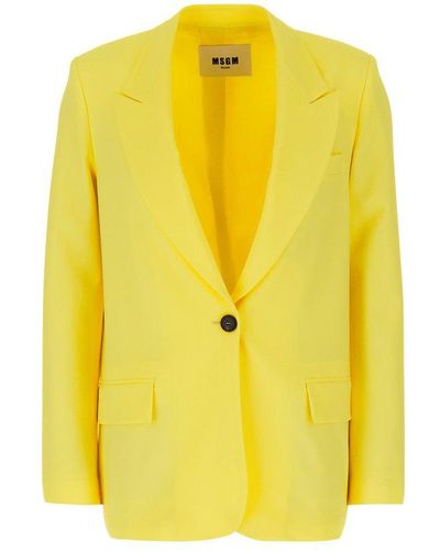 MSGM Single Breasted Tailored Blazer - Yellow