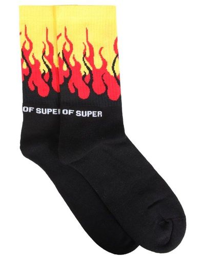 Vision Of Super Flame Logo Intasia Crew Socks - Multicolor