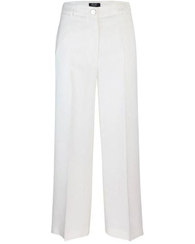 Liu Jo High-waist Wide-leg Cropped Trousers - White