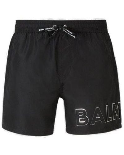 Balmain Logo Technical Swimsuit - Black