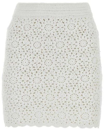 Mc2 Saint Barth White Crochet Mini Skirt