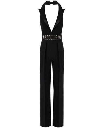 Elisabetta Franchi Black Jumpsuit With Pearls