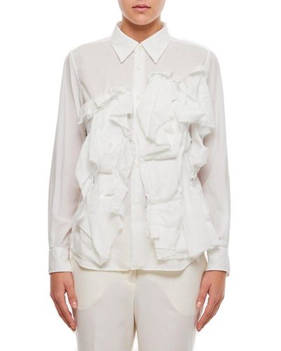 Comme des Garçons Appliqué-detailed Long-sleeved Buttoned Shirt - Grey