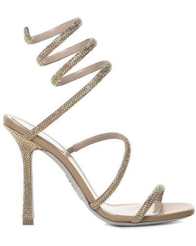 Rene Caovilla Cleo Crystal Embellished Sandals - Metallic
