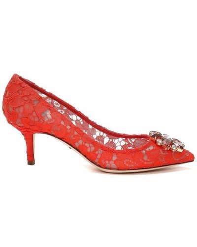 Dolce & Gabbana Lace Court Shoes - Red